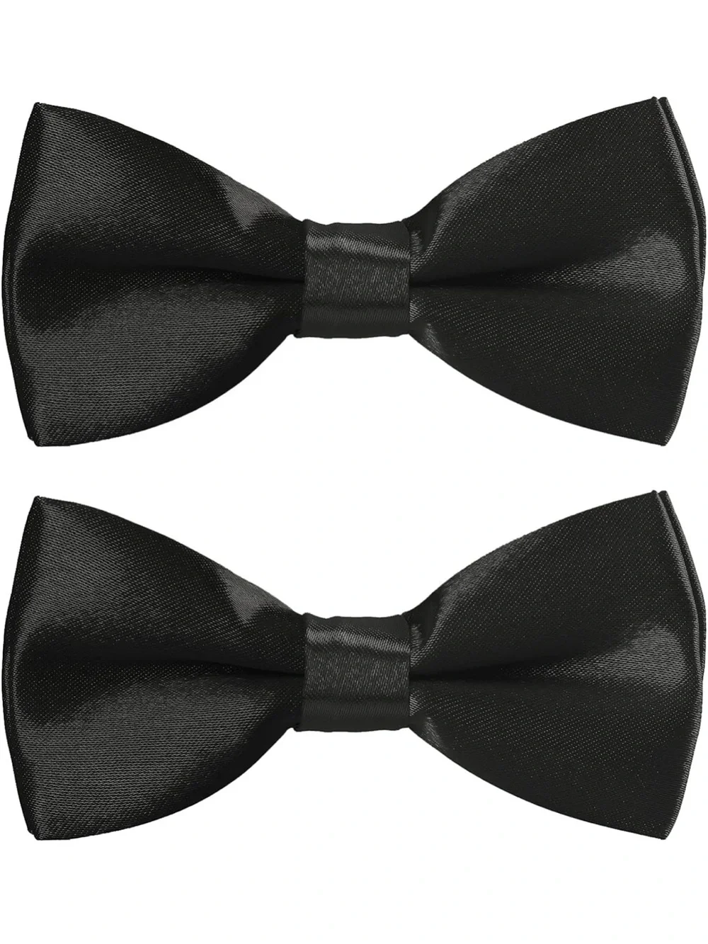 Classic Black Satin Kids Bow Tie Set - Formal Bow Ties (2 Pack)